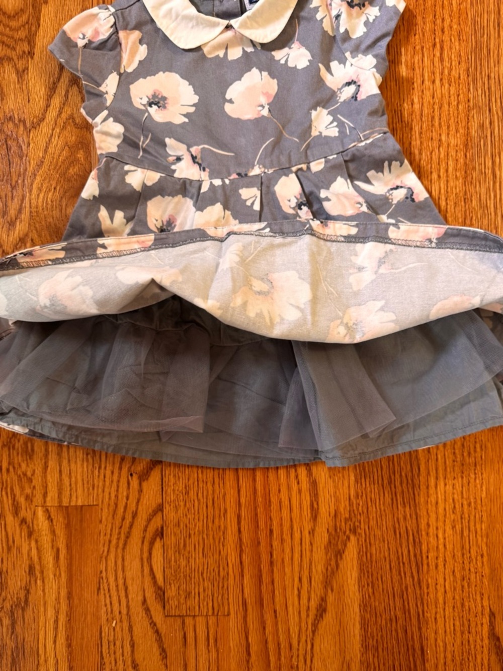 Janie and Jack Toddler Special Occasion Floral Dress w/ Tulle & Round Collar